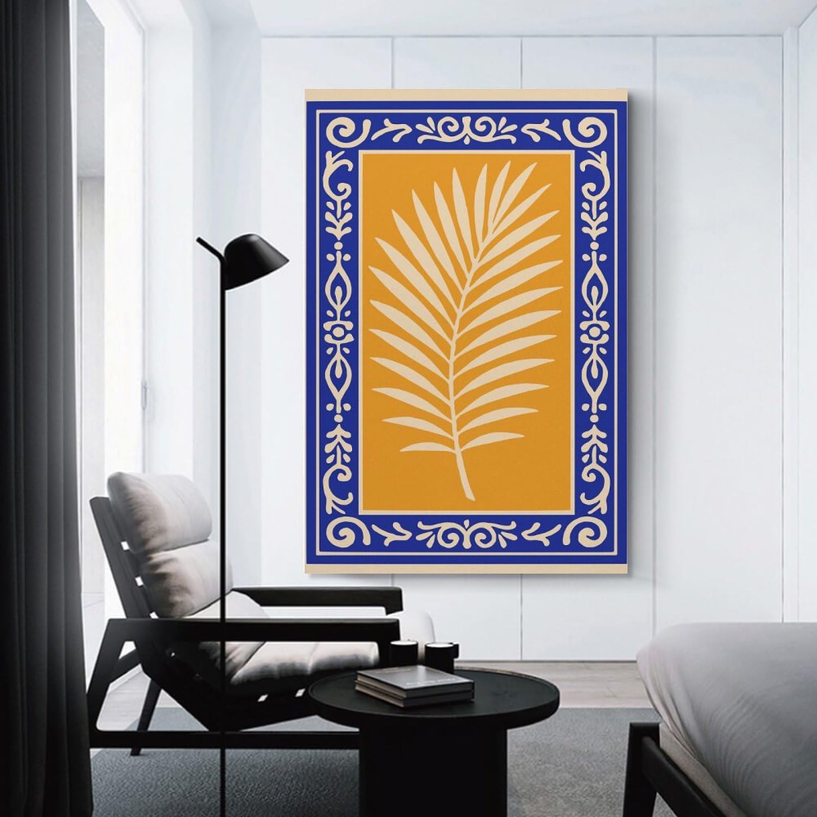 Junmoney Palm Frond in Decorative Frame Canvas Wall Art, 08x12inch(20x30cm), for Entrance Walls, Hall Decor Or Foyers, Wall Decor to Refresh Empty Corners