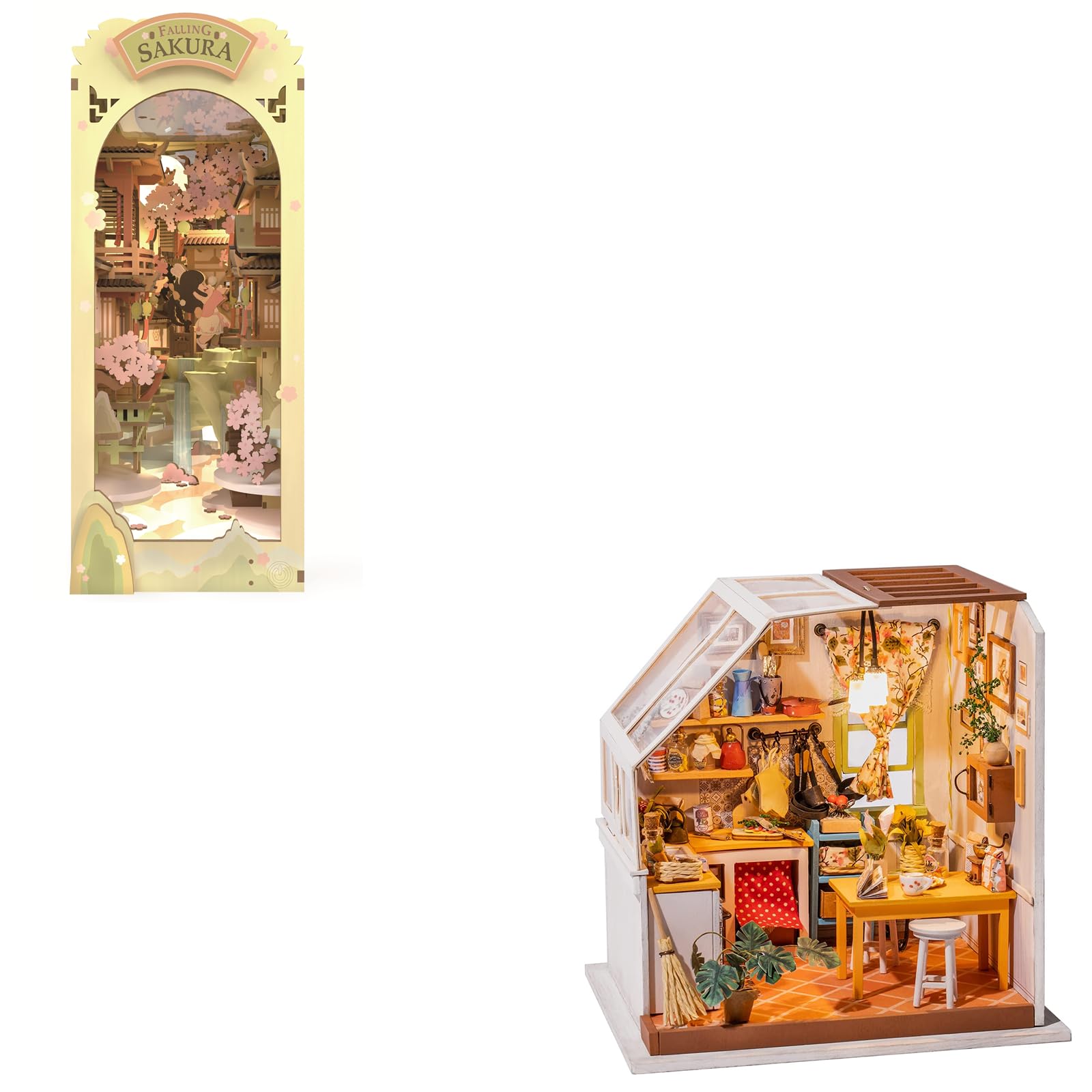 RoWood Book Nook Kit Bundle Miniature House Kit, Tiny House Kits to Build to Live in,Crafts for Adults