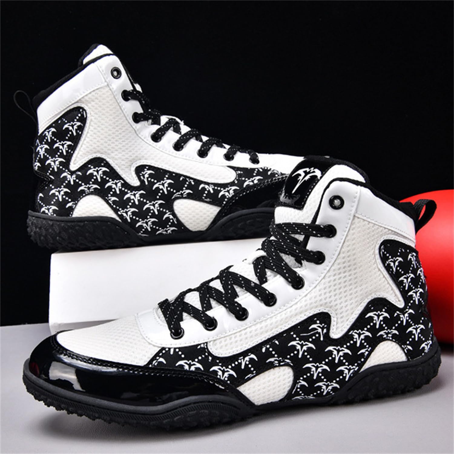 Stivali da Wrestling E Boxe, Scarpe da Combattimento Alte per Allenamento Uomo Donna Kickboxing E Sparring,Bianca,39 EU