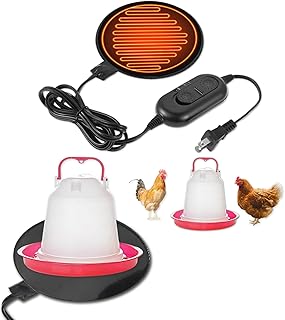 6" Heated Chicken Waterer Base for Winter, Energy Saving Poultry Water Heater for 1 to 5 Gallon Buckets Prevents Freezing, for Chickens Ducks Geese and Turkeys
