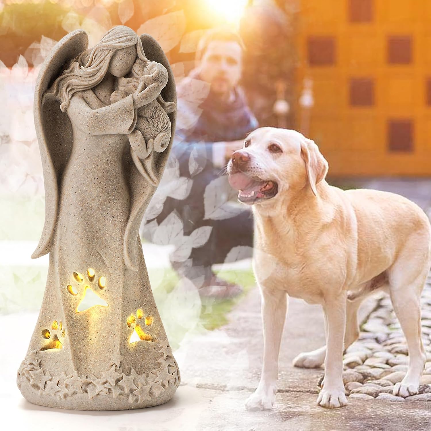 INLOMEM Dog Memorial Gifts for Loss of Dog, Pet Memorial Gifts, Pet Loss Gifts, Bereavement Gifts for Loss of Pet, Hand-Sculpted Dog Sympathy Gifts, Resin Sculpture (Granite)