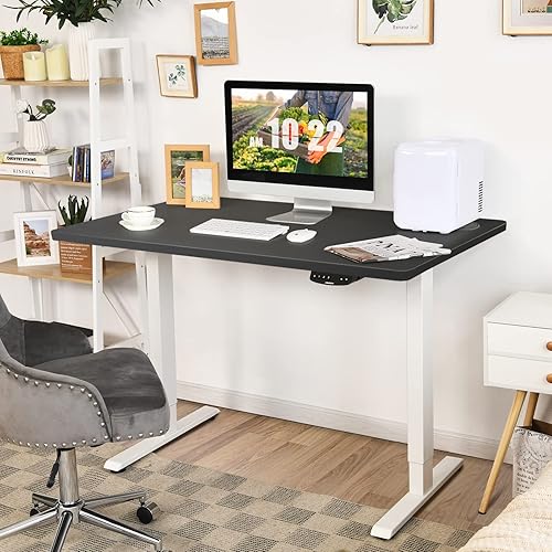 Miniatura 3 de COSTWAY Mesa universal de 48 x 24 pulgadas, escritorio de madera maciza de una sola pieza para marco de escritorio estándar y ajustable en altura,