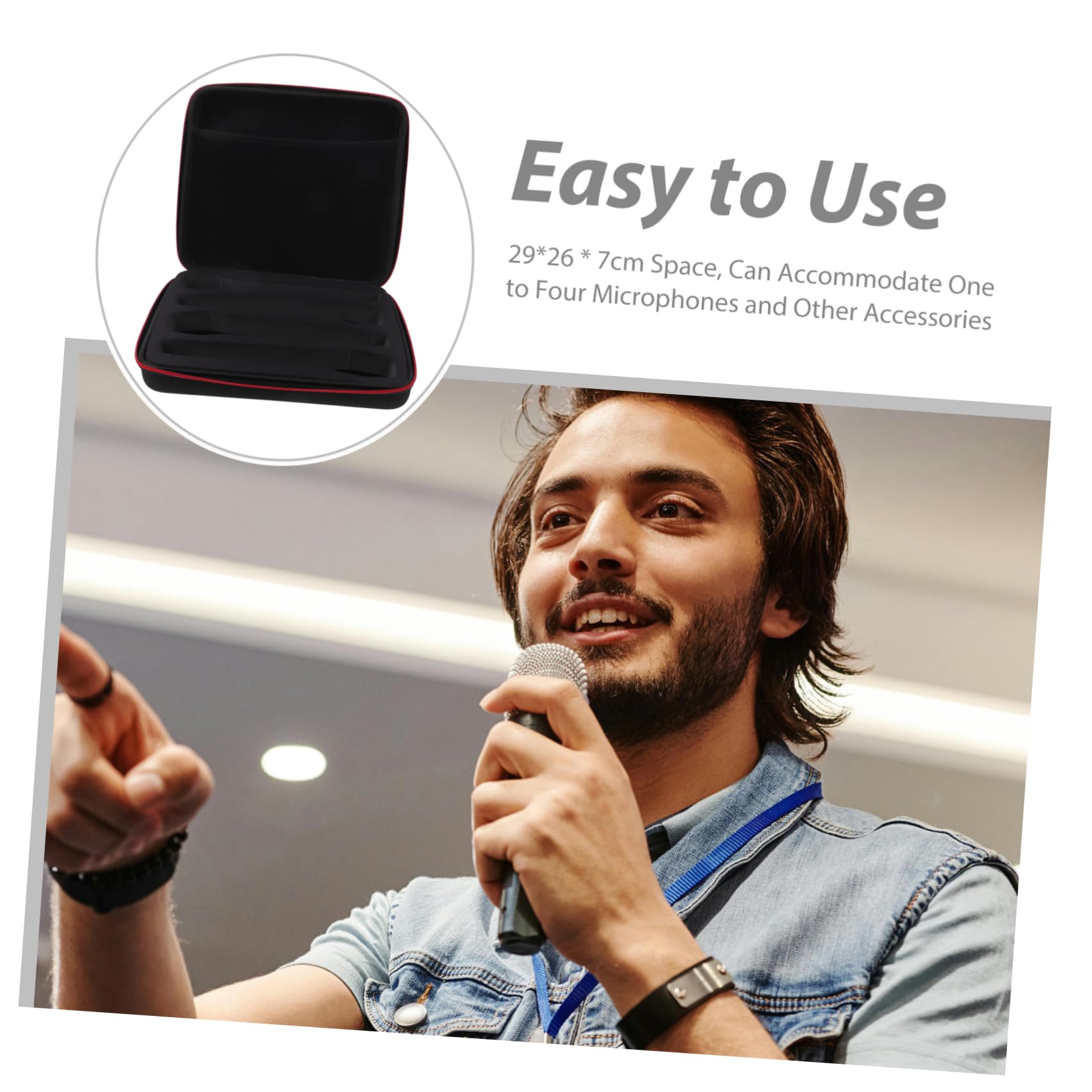 BESPORTBLE Travel Microphone Storage Bag Portable Mic Carrying Case with Protection Zipper Closure Sturdy Design for Musicians and Performers for Events and Outdoor Use