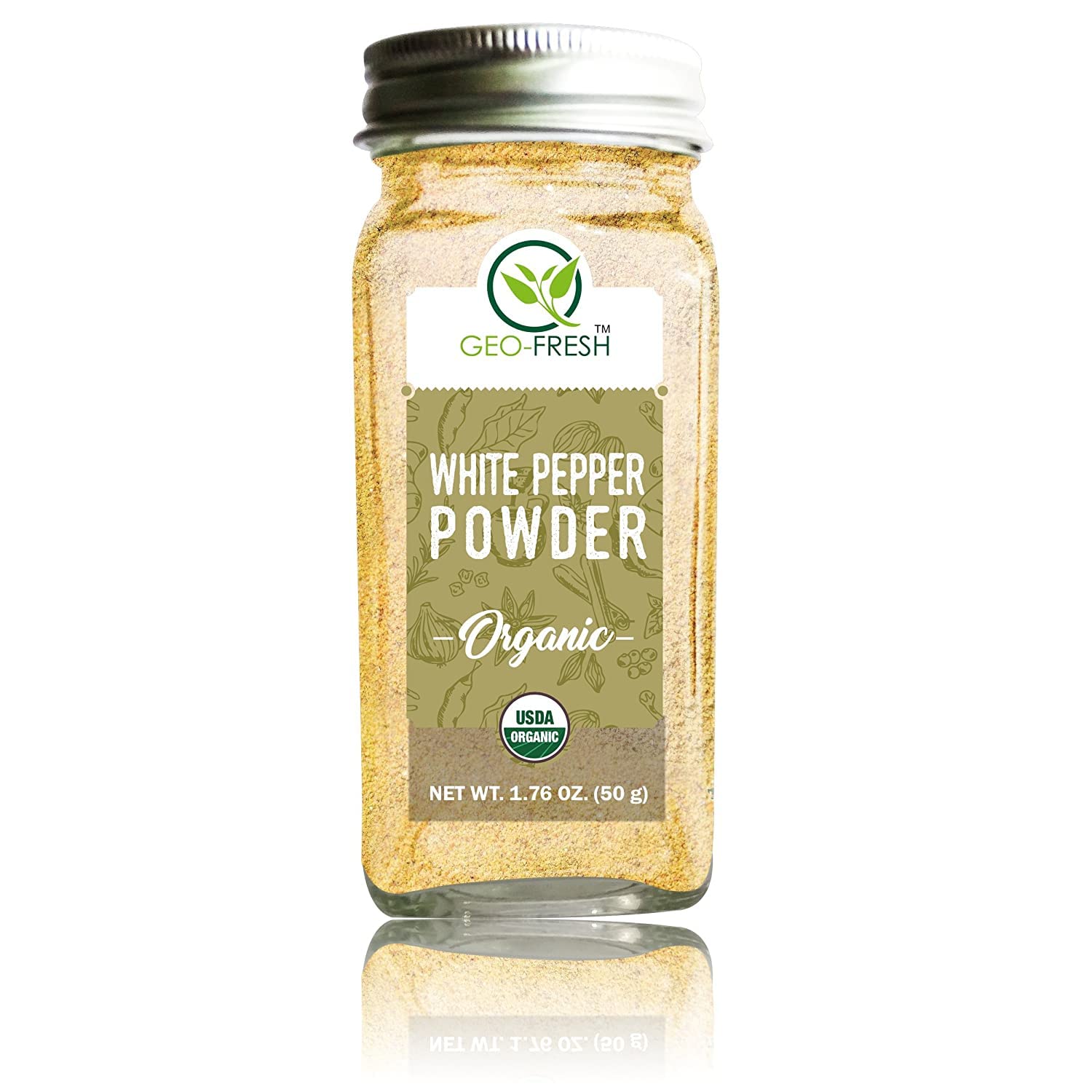 Poivre blanc Geo-Fresh moulu 55g épice bio pour cuisine et sauces