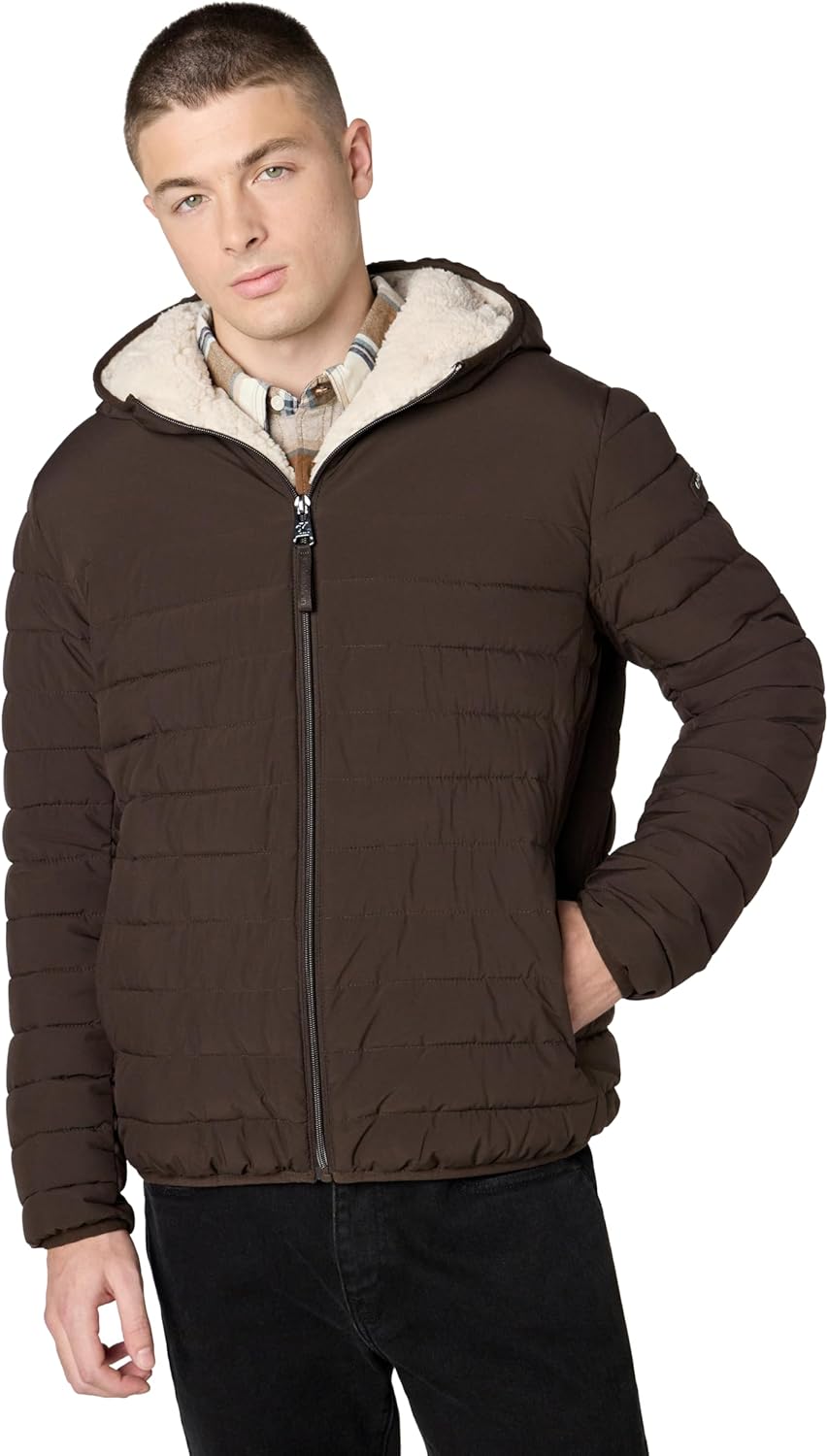 Calvin Klein mens Lightweight Packable Down Jacket With Sherpa Lining