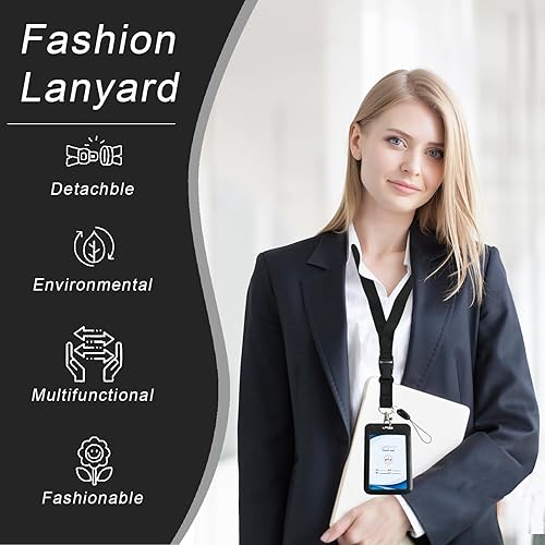 Miniatura 6 de Soporte retráctil para tarjetas de identificación con cordón separable, carrete de credencial resistente, llavero desmontable, soporte para tarjetas