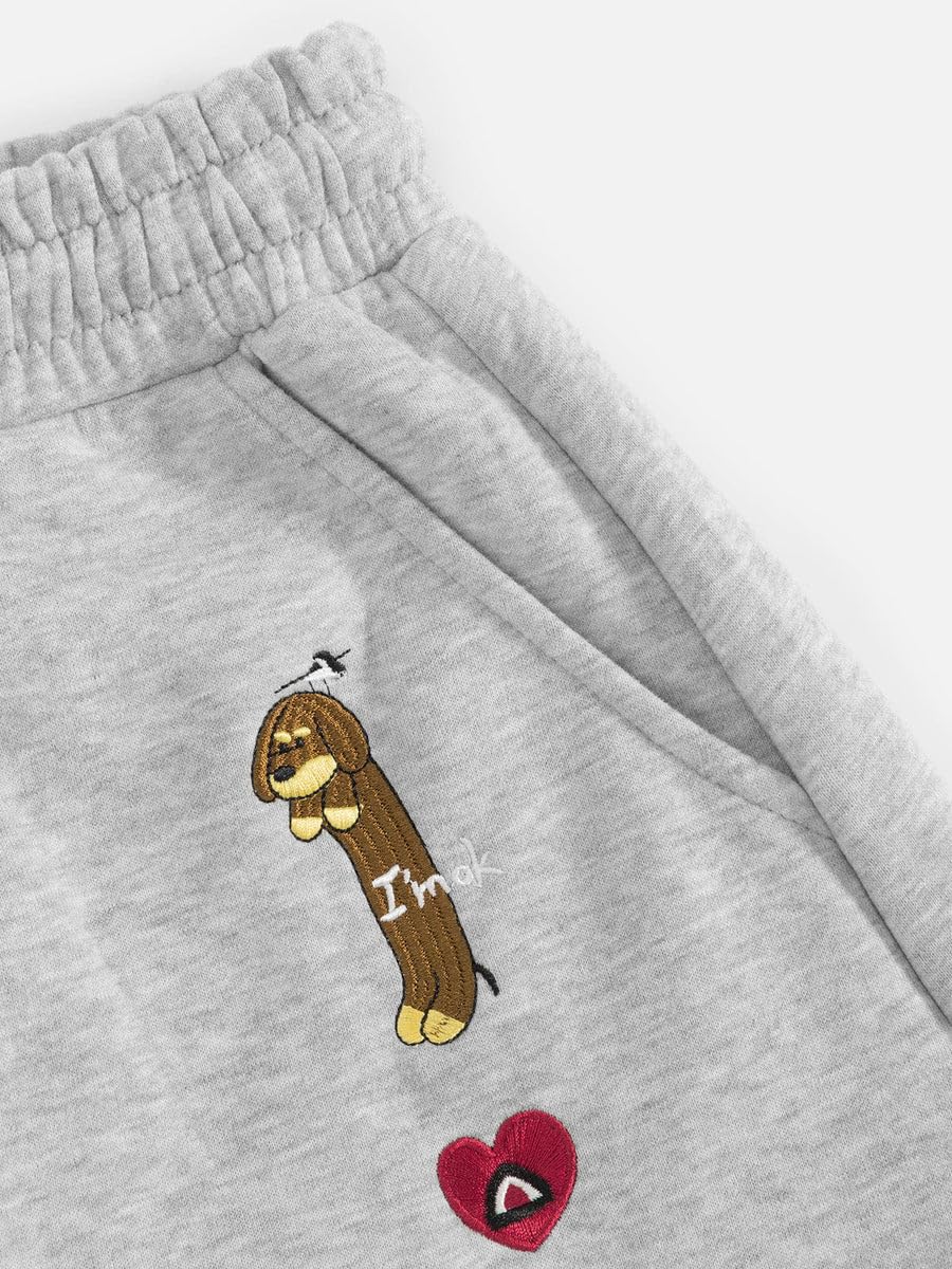Aelfric Eden Herren Damen Baggy Jogginghose Dackel Graphic Sweatpants Baumwolle Kordelzug Freizeithose Y2K Streetwear Sporthose mit Taschen
