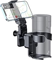Vista 1 de WixGear Portavasos para cochecito con soporte para teléfono, soporte universal 2 en 1 para cochecito, silla de ruedas, andador