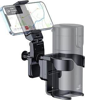 WixGear Stroller Cup Holder with Phone Stand Holder, Bike Cup Holder, 2-in-1 Universal Cup Phone Holder for Stroller, Bike, Wheelchair, Walker, Scooter, (with New Phone Stand)