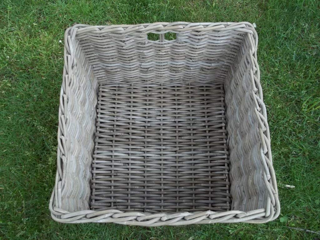 Kaminkorb Holzkorb, Regalkorb, Erntekorb aus Rattan, beige-grau, Gr.3, ca. 50 x 50 x 30