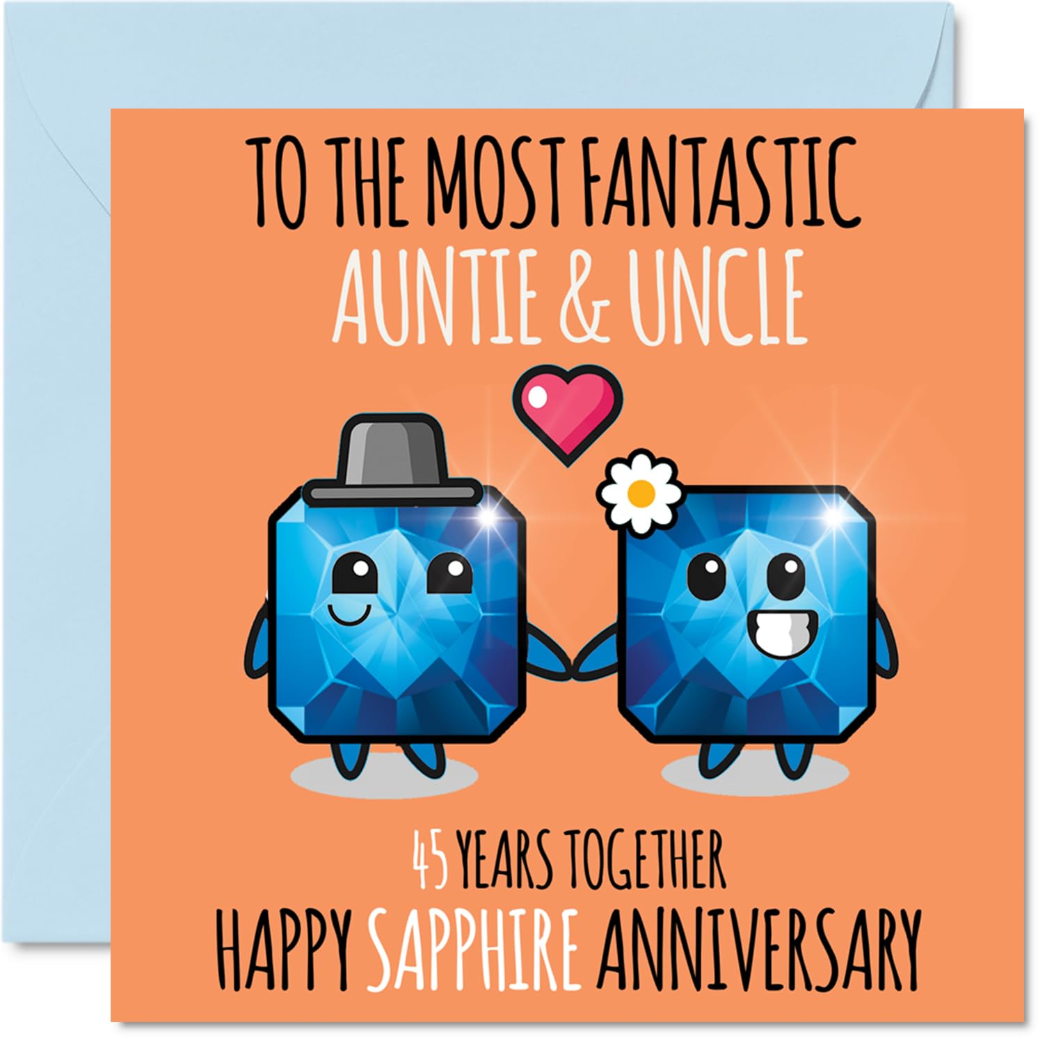 Cute Sapphire Anniversary Card for Auntie & Uncle - 45 Years Together - Happy 45th Wedding Anniversary Cards for Uncle Aunt, 145mm Greeting Cards Anniversaries