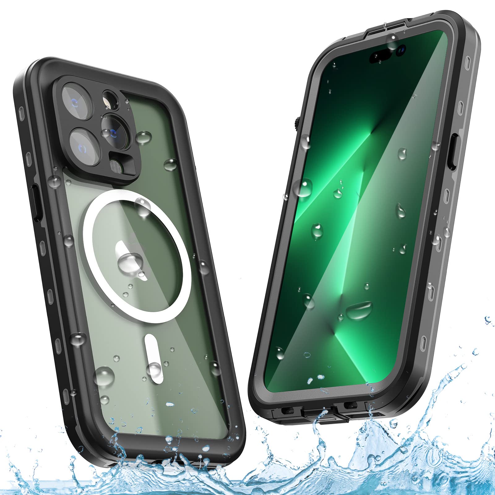 Motim iPhone 14 Waterproof Phone Case, with Built-in Screen Protector and Camera Protector, Heavy Duty Protective Shockproof Cover