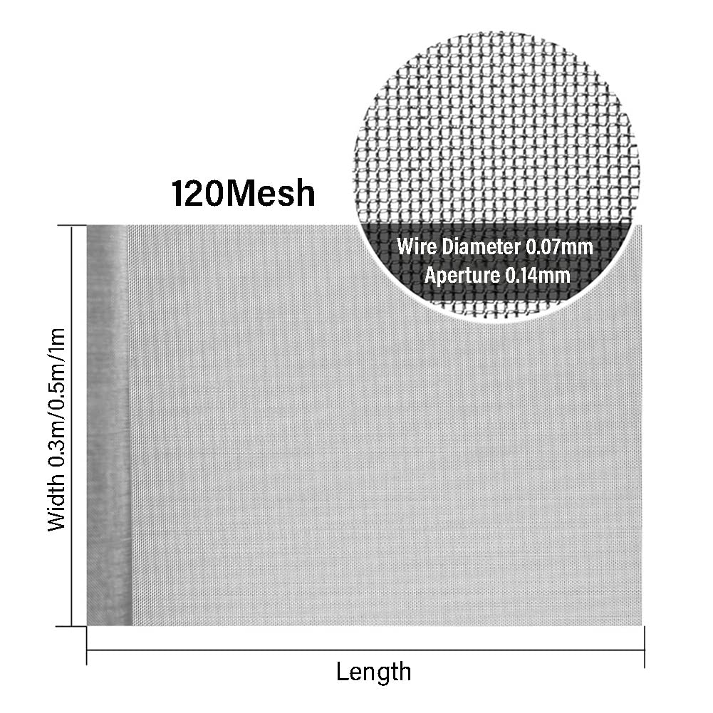 GSHUR 304 Edelstahl Drahtgewebe 80 Mesh – 30x120 Cm, 0,18 Mm Poren, Für Filtration, Sieben Und Heimwerken