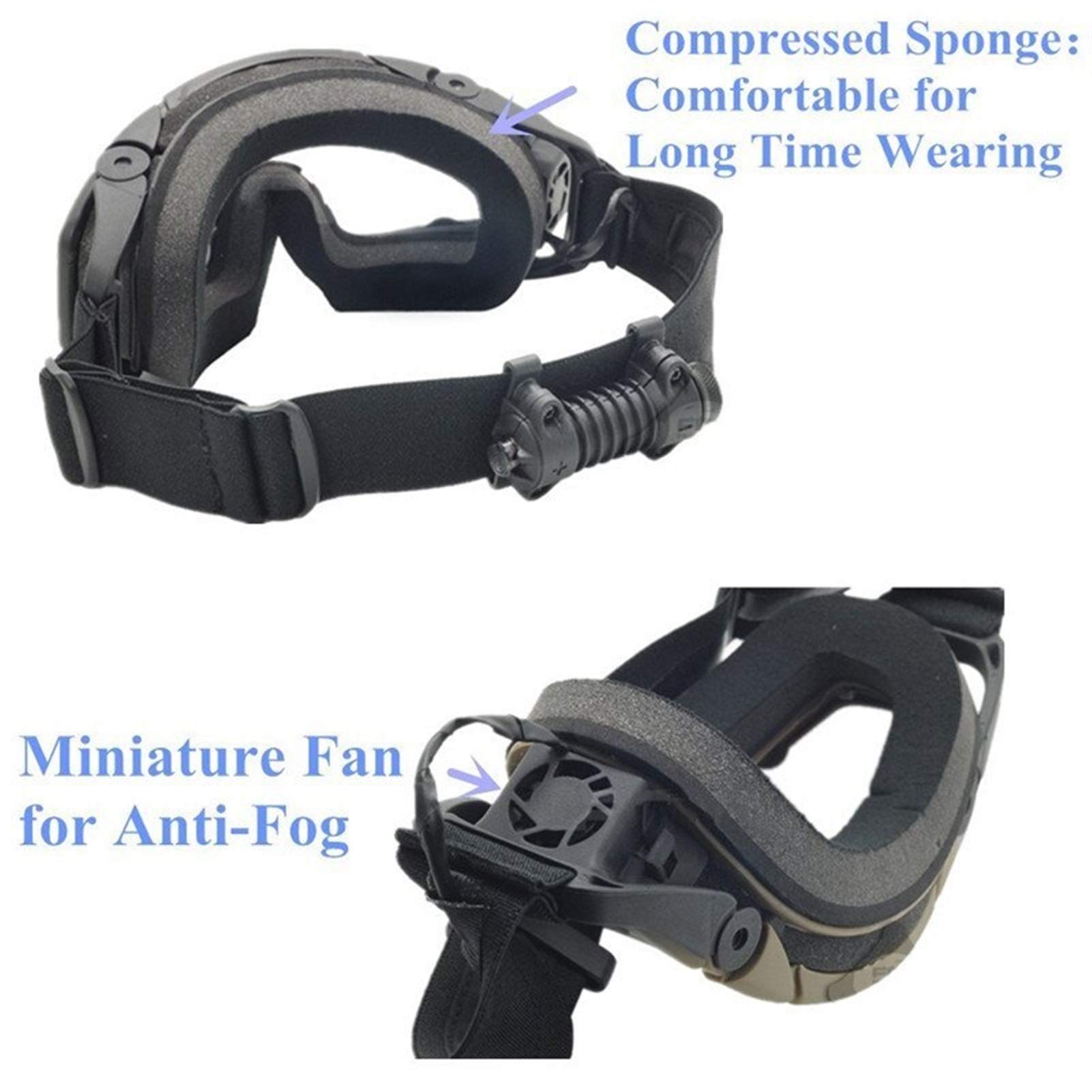 Occhiali da Sci, Occhiali antiappannamento con Ventola, Occhiali di Sicurezza Antipolvere Airsoft per Paintball con 2 Lenti