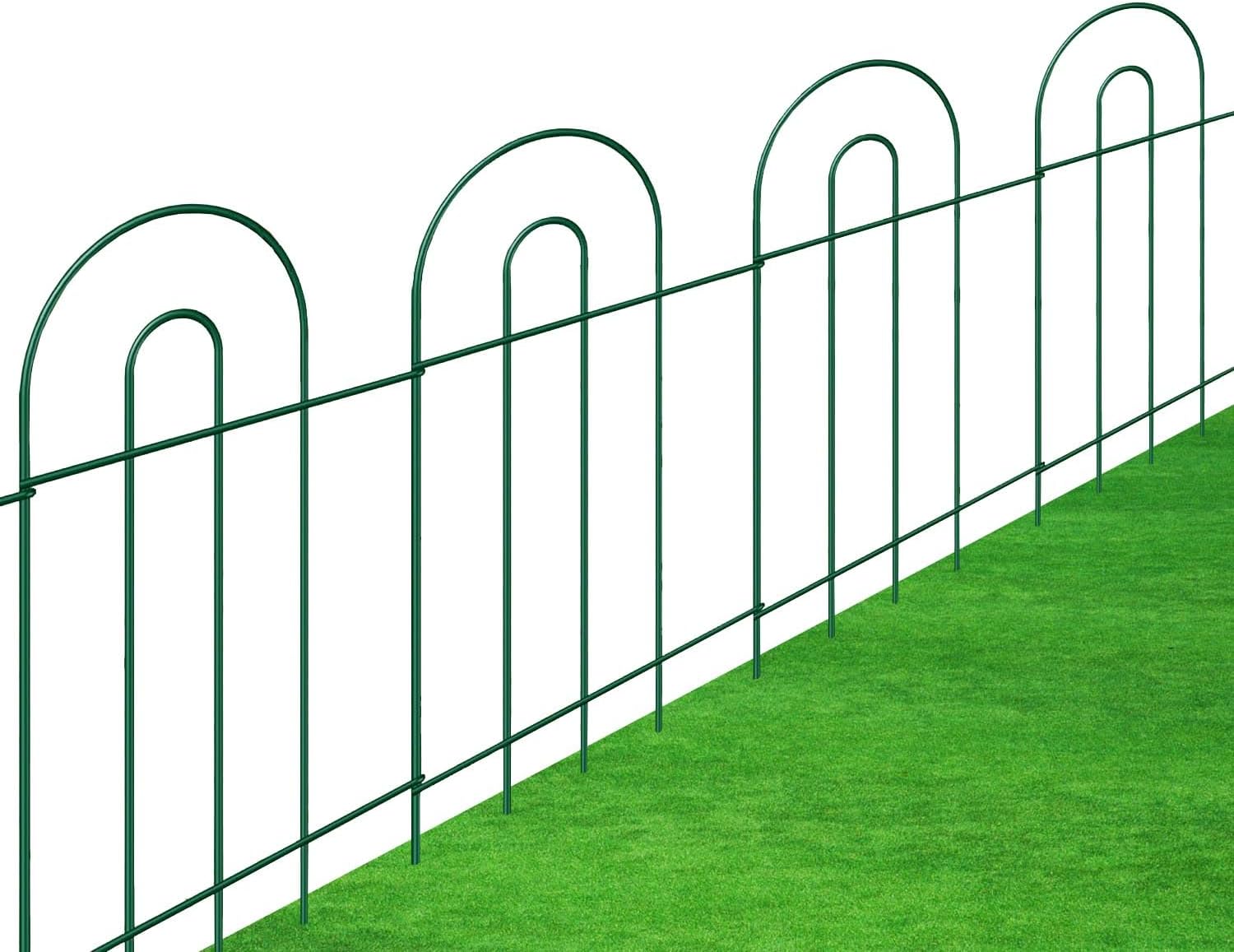 5 Pack 24 Inch x 10 Feet Overall Length 50 Feet Green Garden Border Folding Fence Lawn Yard Fence, Total 35 Panel Decorative Fences