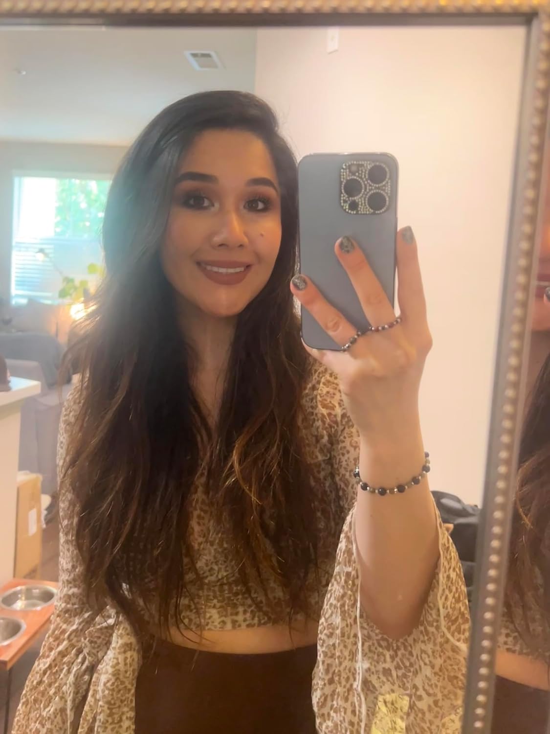 “DEXTER BRACELET” (Purple Goldstone & African Bloodstone) Natural Gemstone Healing Bracelet - [6.5 inches] - Image 3