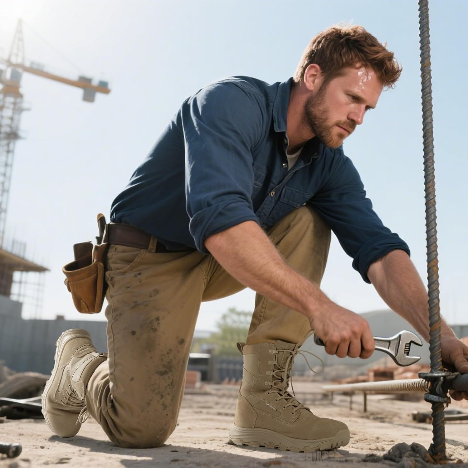 FREE SOLDIER Men's Tactical Boots 8 Inches Military Lightweight Durable Hiking Motorcycle Combat Waterproof Boots - Image 9