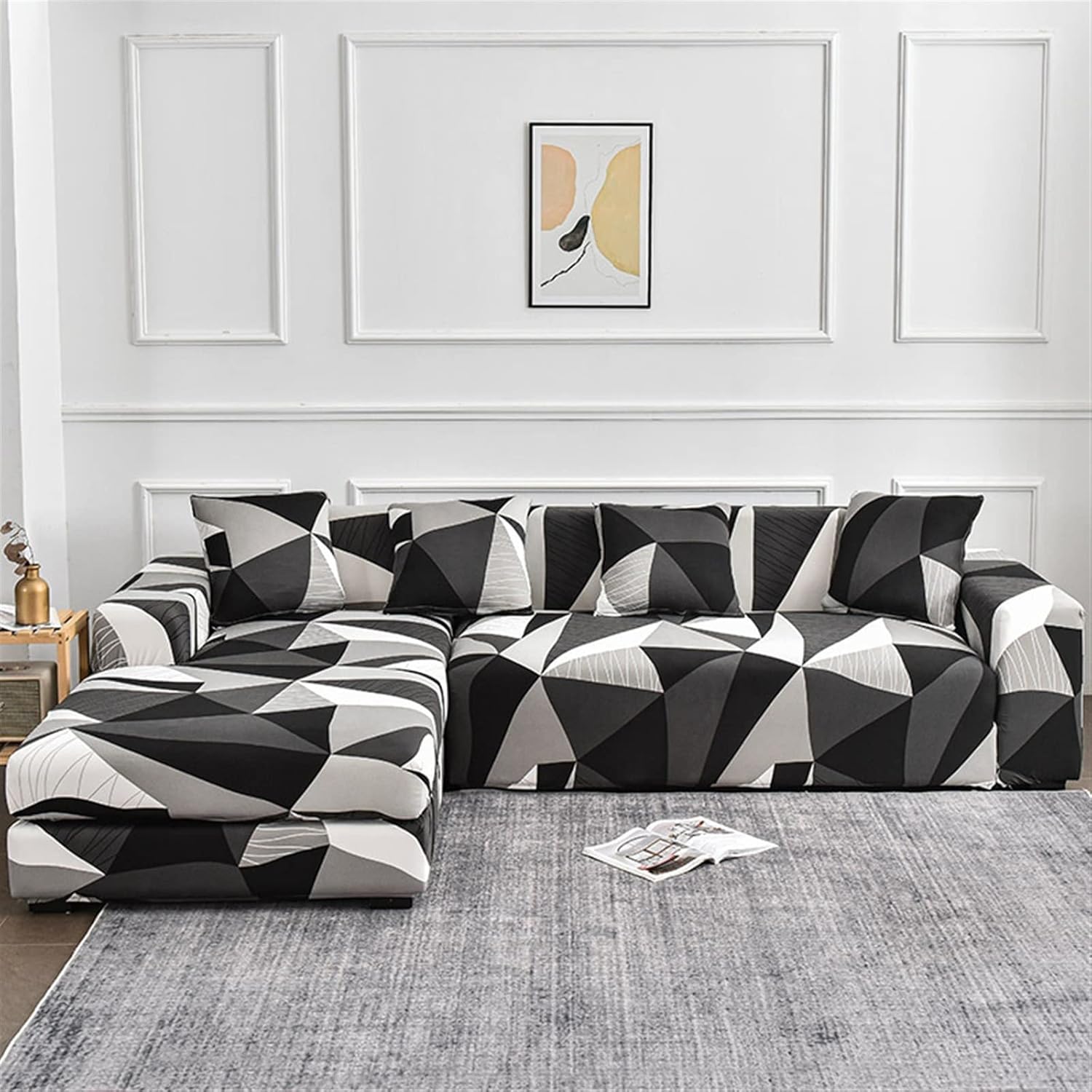 MIPOPS L-Shape Sofa Cover Elastic Couch Cover Corner Sectional Sofa Covers for Living Room, Washable Sofa Cover Furniture Protector for Kids, Pets(P,1seat 90-140cm)