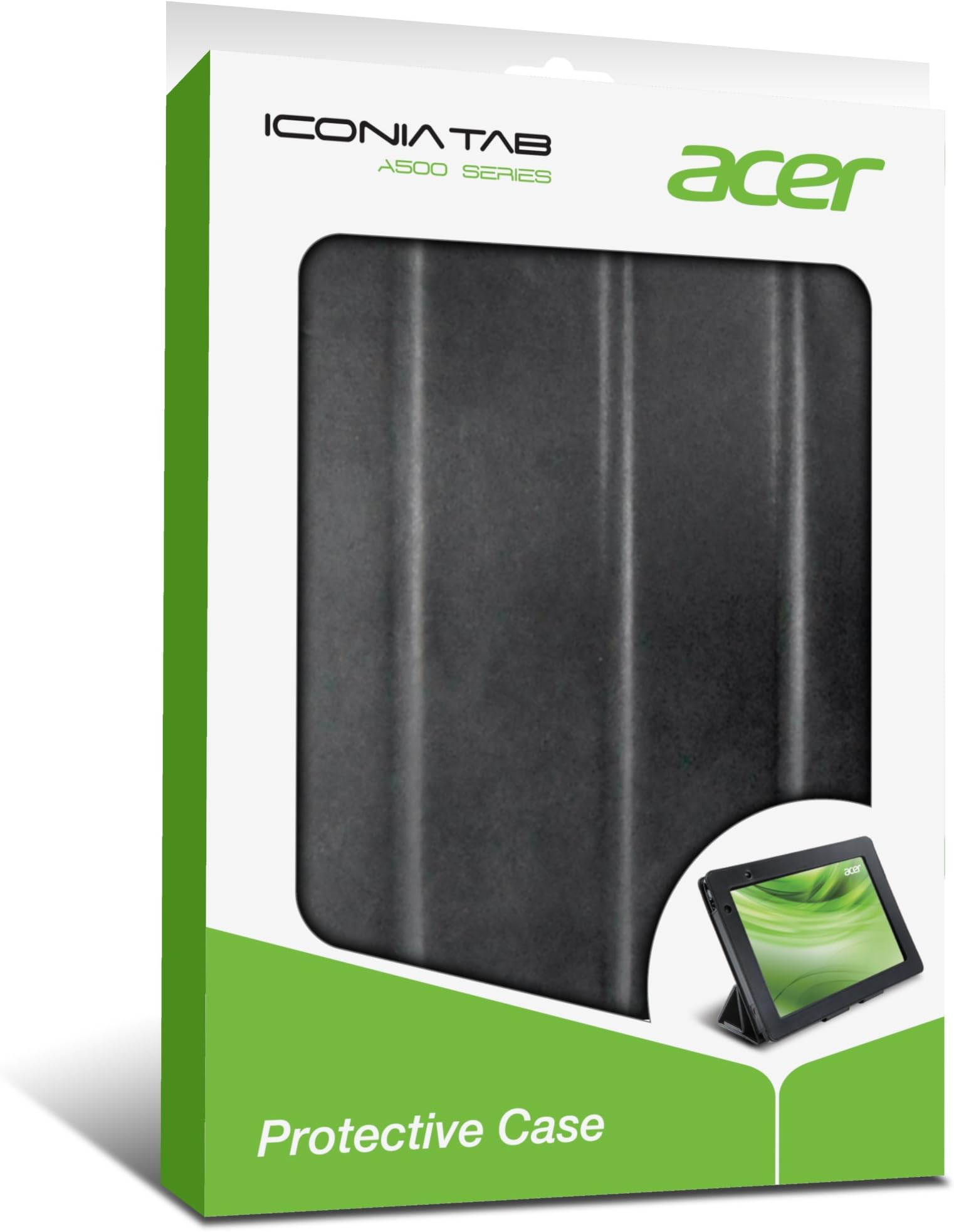 Acer Iconia Foldable Leather Protective Case for Tablet - Black (A500C02K)