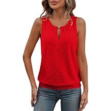 Cute Summer Tops Sleeveless Women's Round Neck Tank Tops Casual Summer Blouses Clothing Breathable Basic Tees