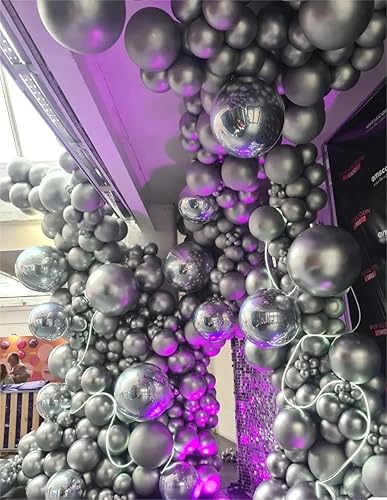 Miniatura 5 de MOXMAY - Globos metálicos plateados, 50 unidades de globos plateados de 12 pulgadas de cromo de látex para guirnalda de globos o arco como