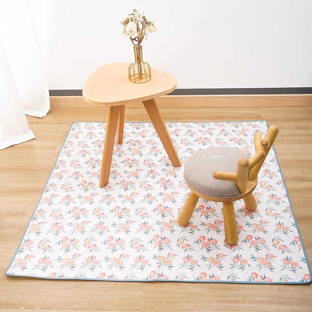 Splat Mat for Under High Chair/Art/Crafts/Playtime,Waterproof and Washable Splat Mat for Baby Feeding Supplies,43'x43' Square(Navel Orange)