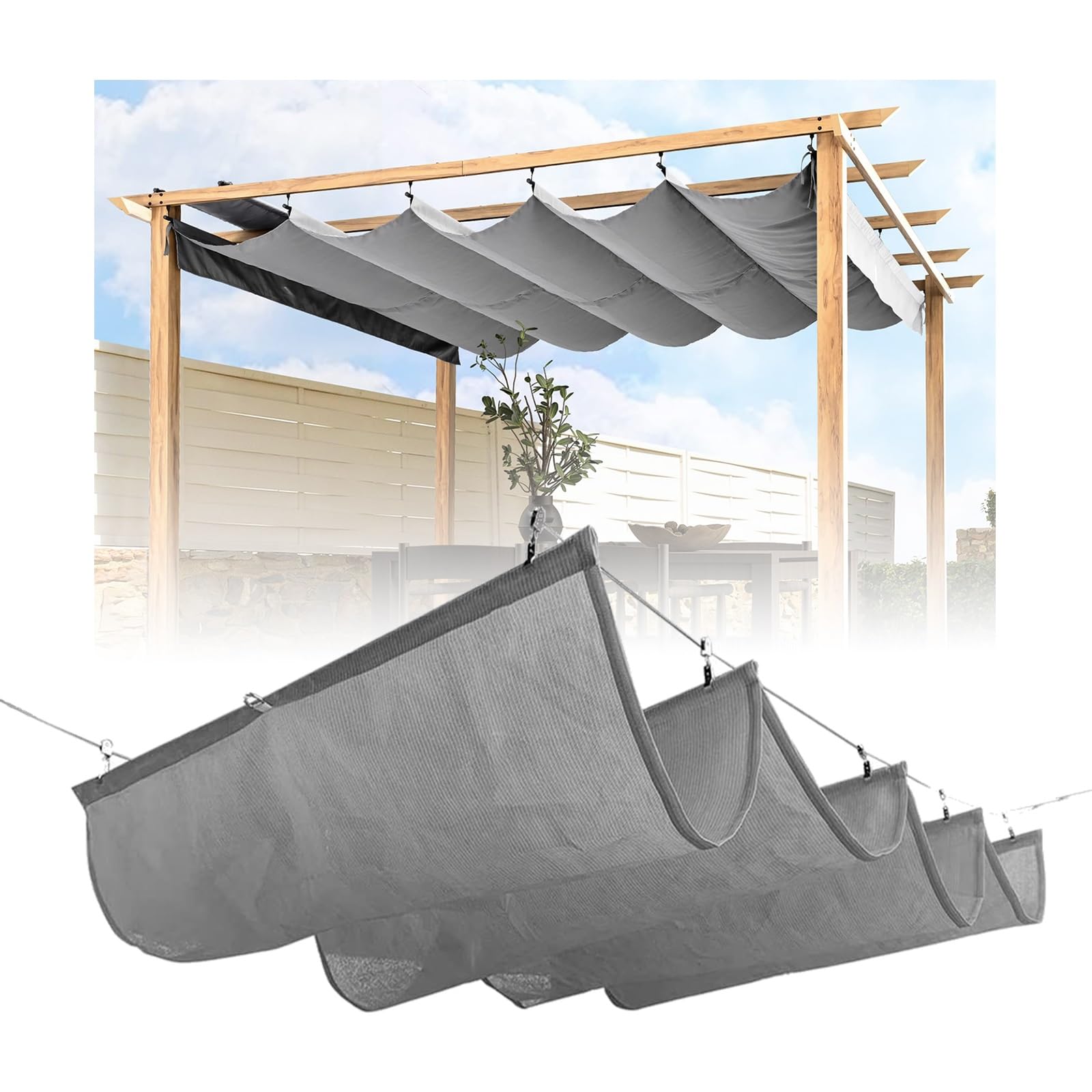 RéTractable vague voiles d'ombrage de jardin terrasse 2.5x9m
