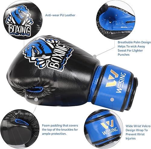 Miniatura 9 de Wesing Kids MMA - Guantes de boxeo para niños de 3 a 13 años, guantes de entrenamiento para niños, equipo de boxeo, equipo de combate Muay Thai