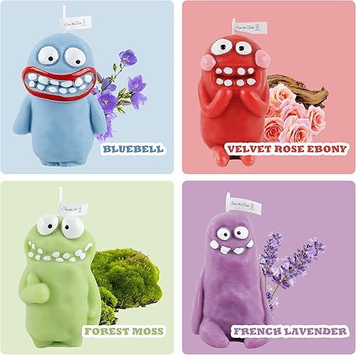 Miniatura 3 de Paquete de 4 velas divertidas con forma de figura de arcilla, bonitas velas estéticas, velas perfumadas sin humo, velas decorativas para habitación