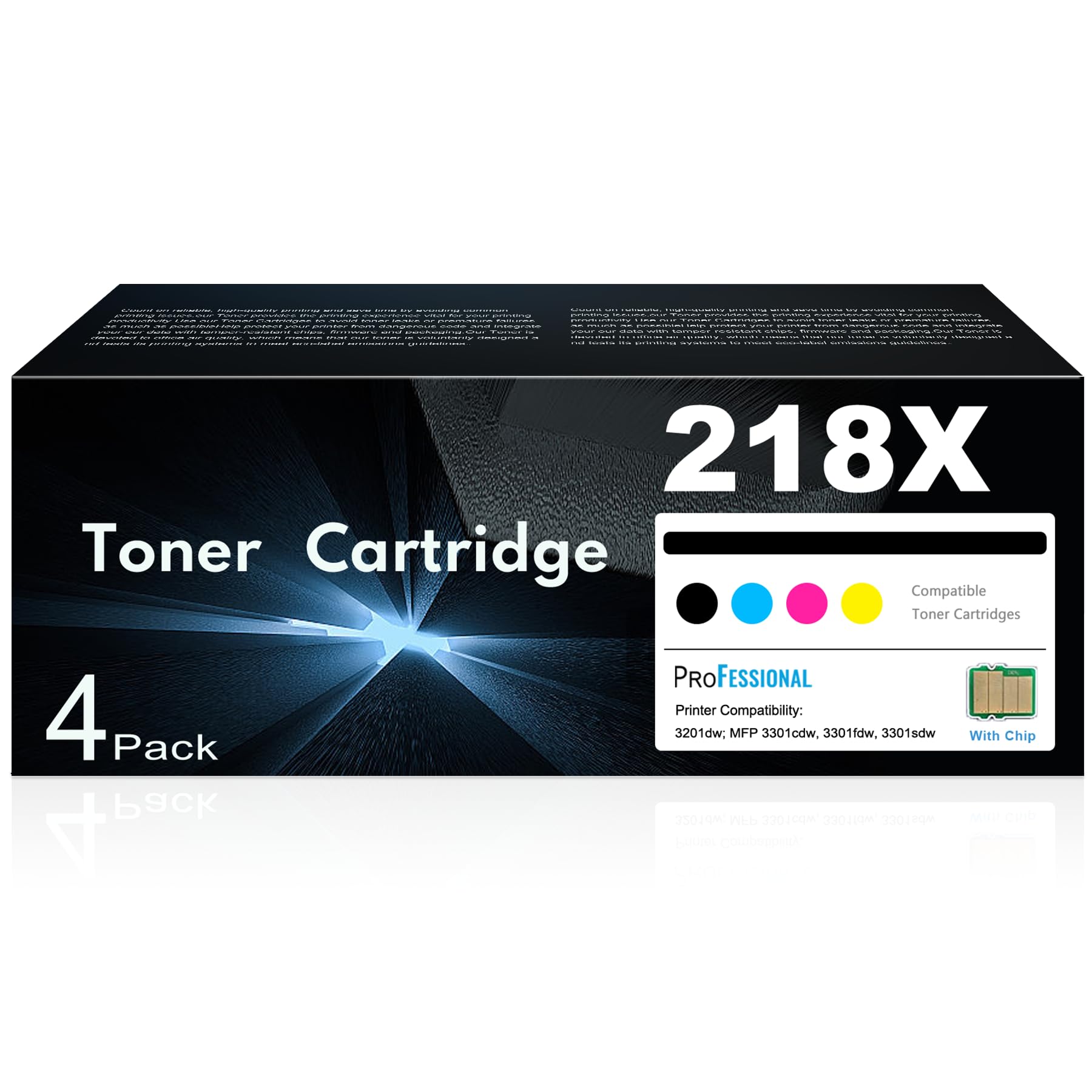 218X Toner Cartridges 4 Pack High Yield 3301fdw 3201dw with Chip Replacement for HP 218X 218A Color Laserjet Pro MFP 3301cdw 3301sdw Printer Ink