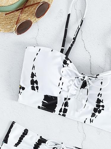 Miniatura 3 de SHENHE Trajes de baño tankini de teñido anudado para mujer, conjunto de bikini con control de abdomen y cintura