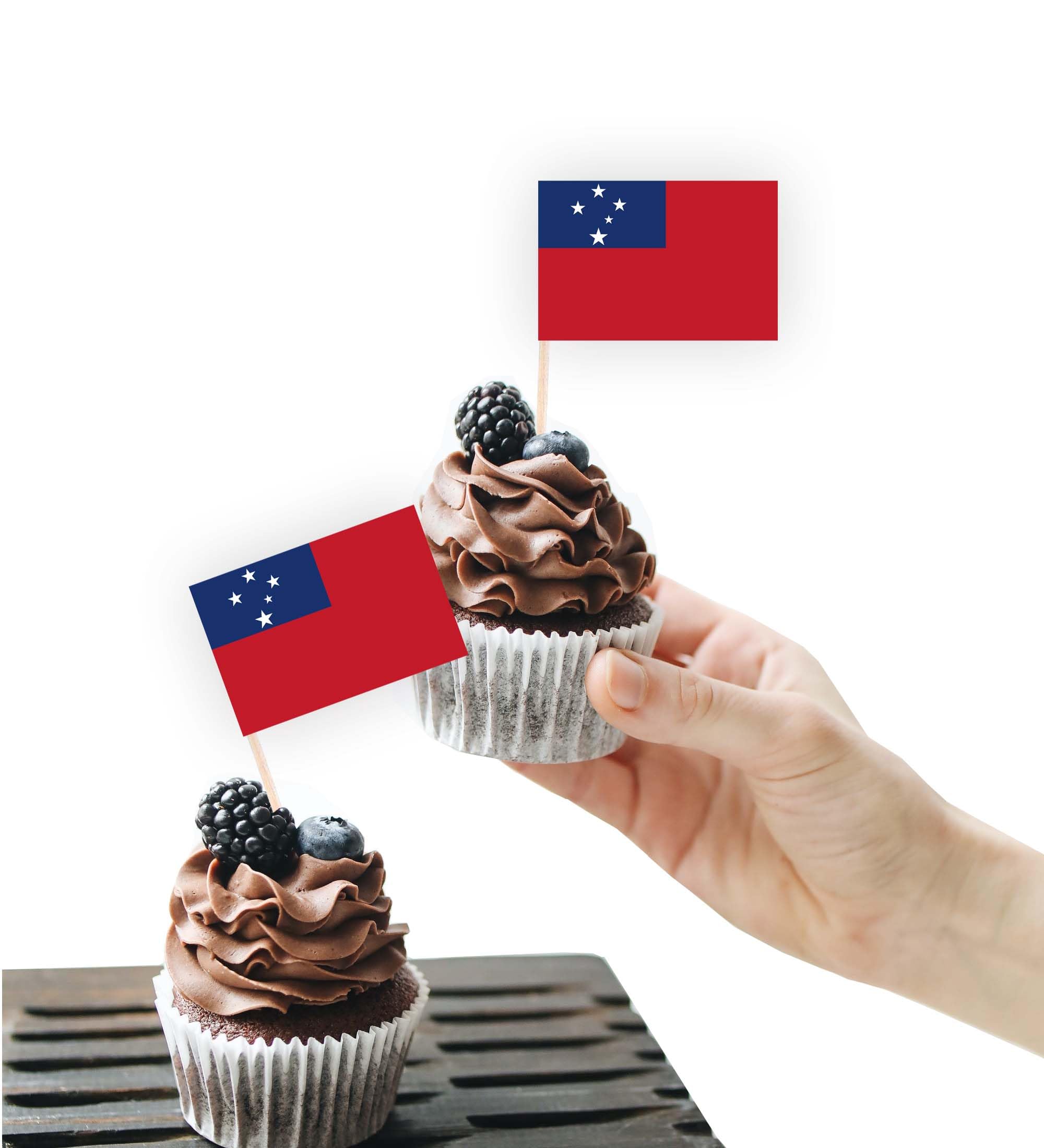 100PCS Samoa Flag Cake Topper,Samoan Cupcake Stand For Party Decoration Supplies — image 1
