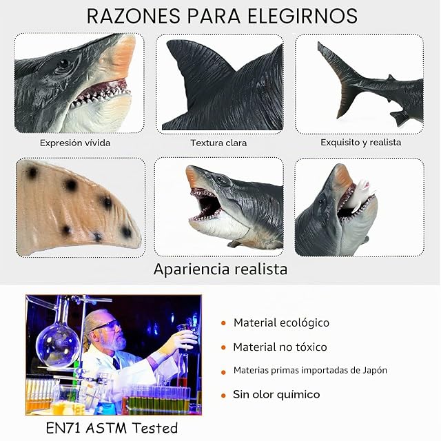 Foto 4 de 7 de JOKFEICE Juguete de Tiburón Megalodón Realista - Figura Grande de Criatura Marina