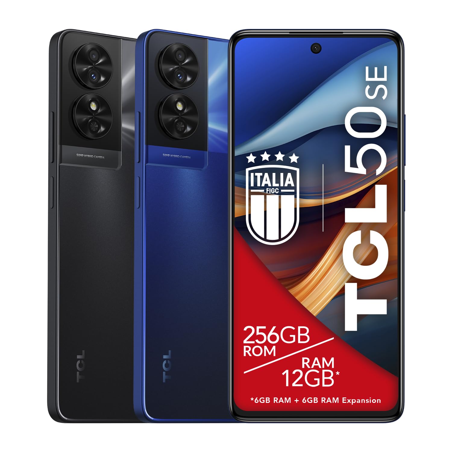TCL 50SE Smartphone 4G Display 6.78" FHD+ 90 Hz, 256GB, 12GB RAM (6GB+6GB RAM Expansion), 50 Mpx Hybrid camera, Android 14, Batteria 5010 mAh fast charging, Dual Sim, Blu (Blue)