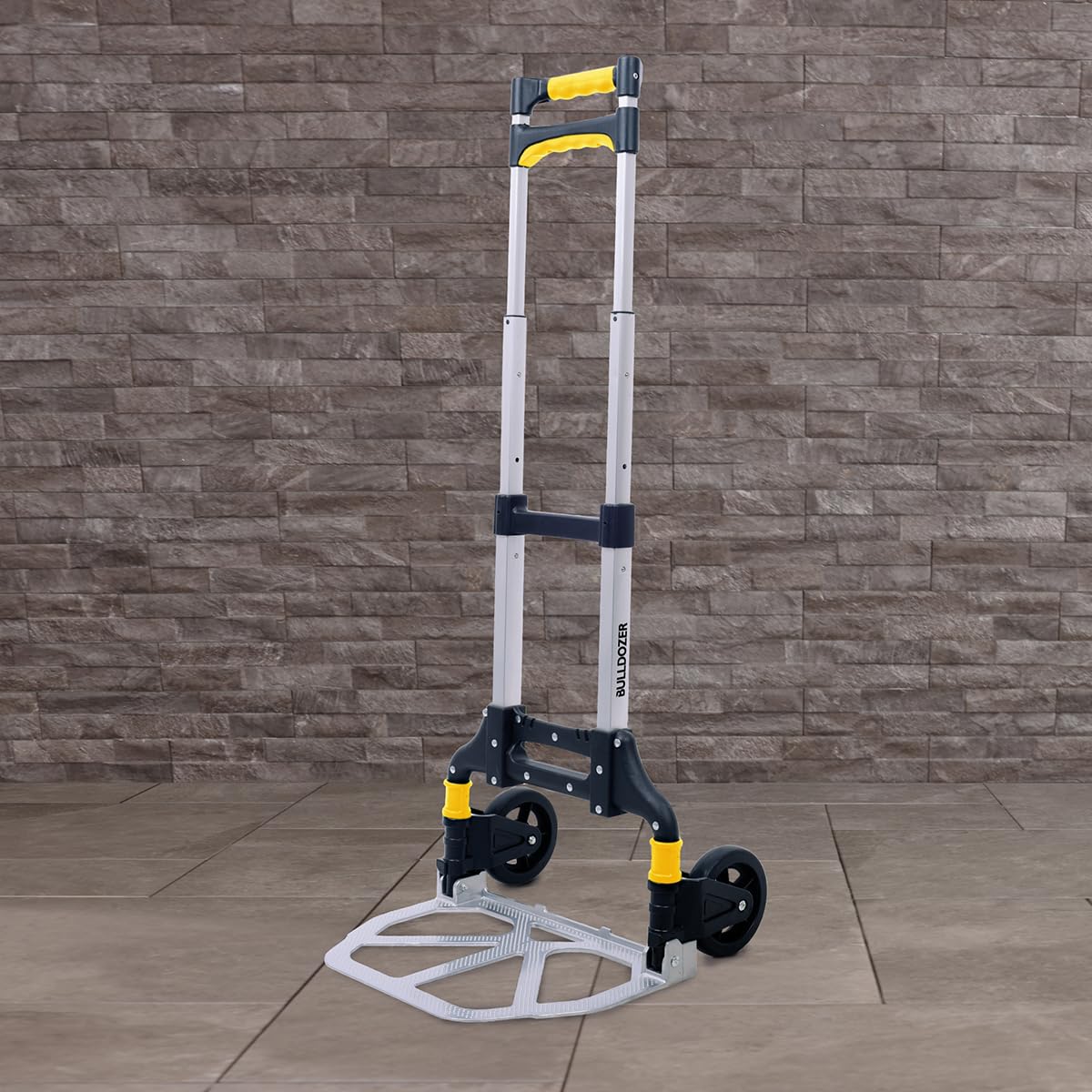 Charles Bentley Bulldozer Foldable Hand Truck Trolley - 70Kg Capacity - Aluminium - Silver