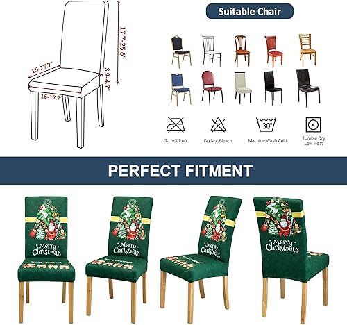 Miniatura 4 de Juego de 6 fundas navideñas para sillas de comedor, decoración temática de Feliz Navidad, fundas para sillas de cocina y comedor