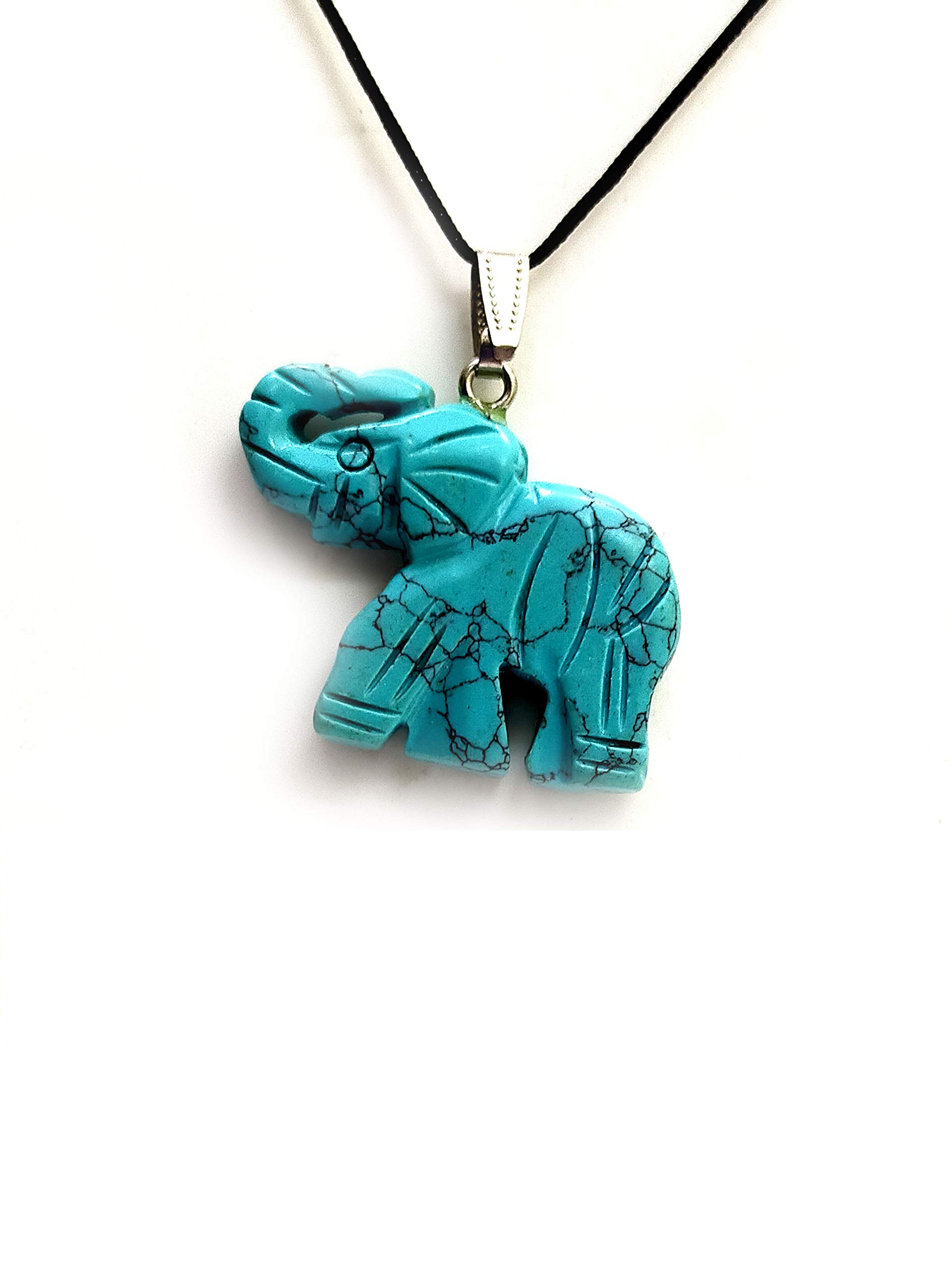 Astroghar Turquoise Elephant Shaped Crystal Pendant for Men and Women
