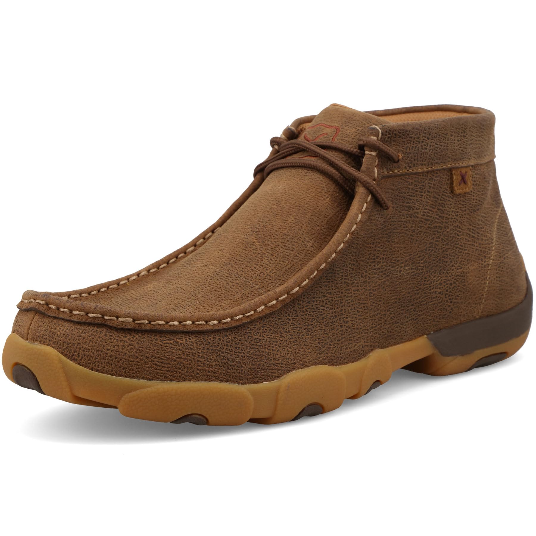 Twisted X Men's Chukka Driving Moc Boots - Full-Grain Leather Durable Comfortable Casual Ankle-High Shoes with Rubber Outsole, Brunette, 9.5