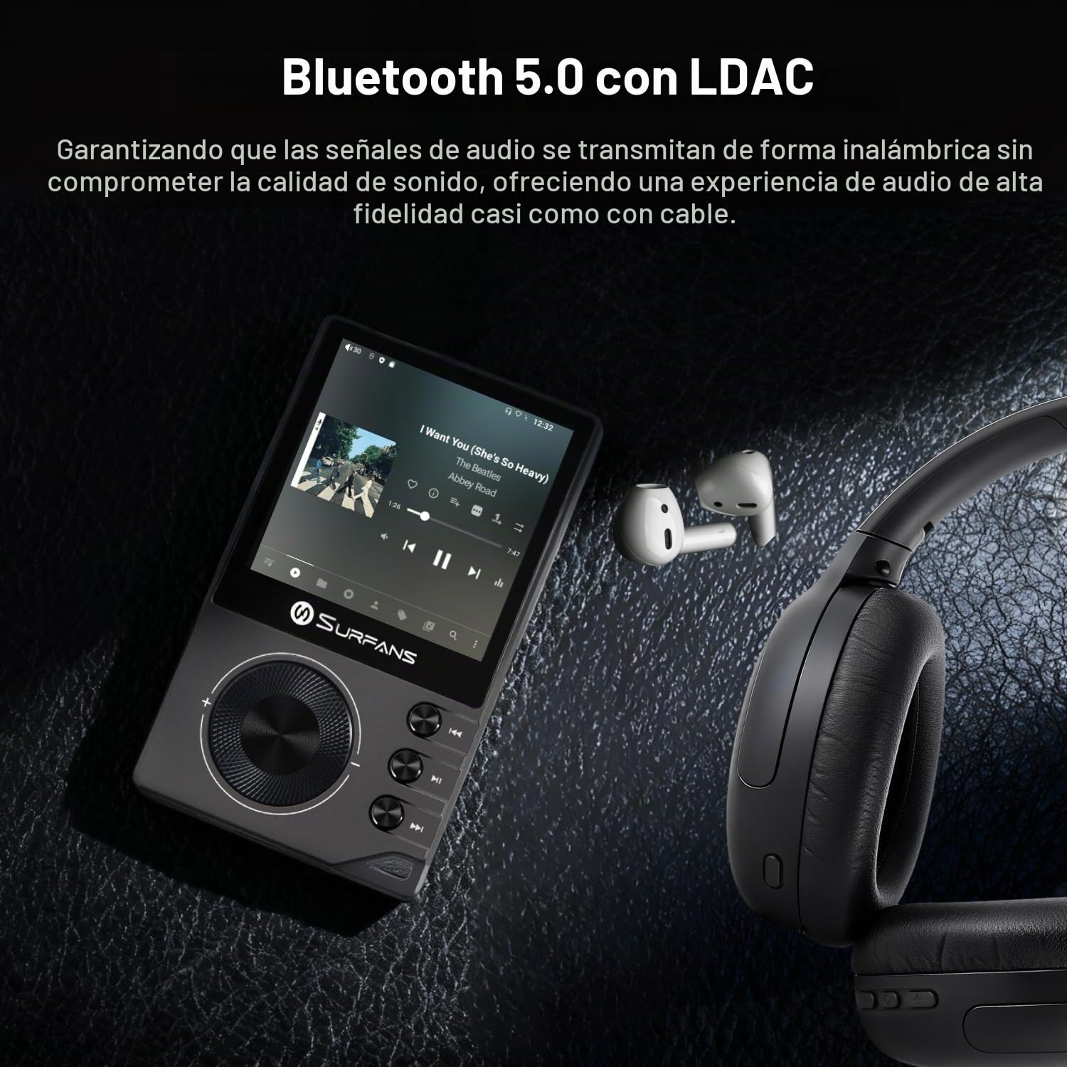 Surfans F20 Pro Android Hi-Res - Reproductor de música con Dual ESS9018 DAC, DSD512, Spotify & Tidal Support, WiFi y BT LDAC (4,4 mm equilibrado (500 mW), ampliable hasta 1 TB, pantalla táctil MP3 DAP