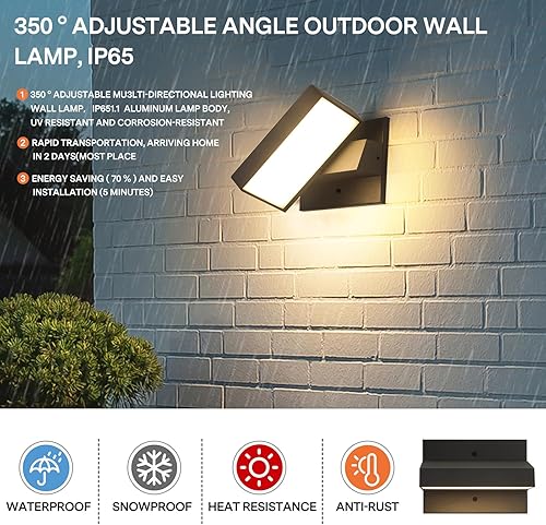 Miniatura 10 de Lámparas de pared modernas para exteriores, 4 lámparas de pared para exteriores, luz de porche al aire libre, paquete de luz LED de 20 W, apliques