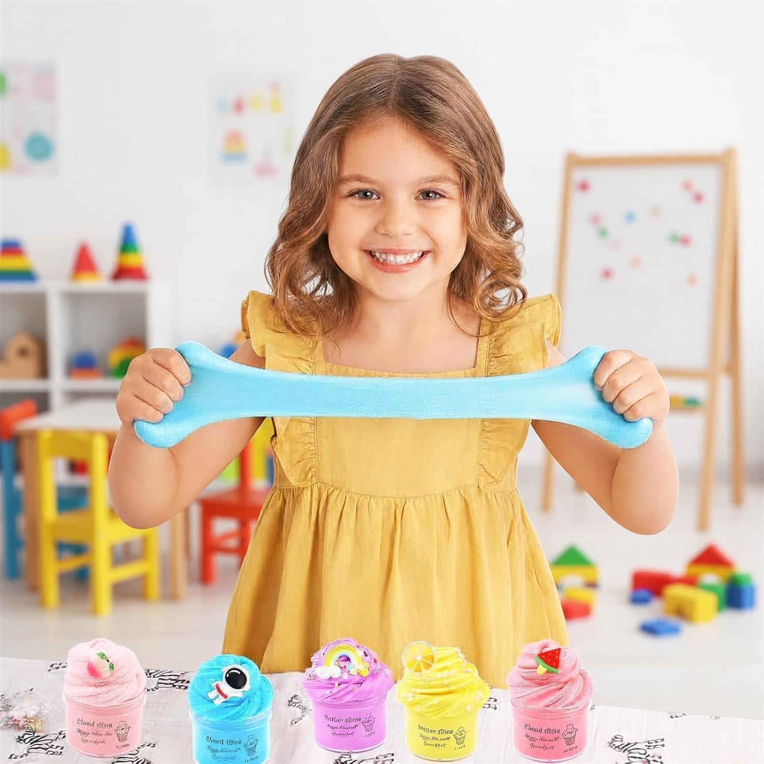 9 Pack Slime Kit with 3 Jelly Cube, 3 Butter & 3 Cloud Slime, Non-Sticky DIY Sensory Toys for Stress Relief, Kids Party Gift for Girls and Boys