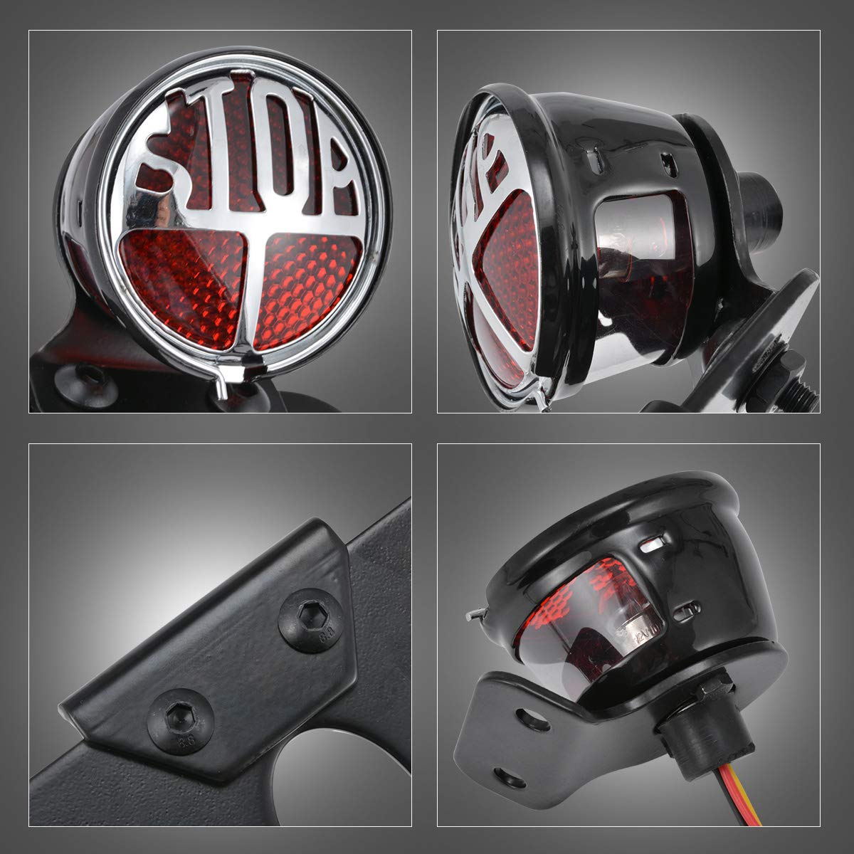 Fanale Posteriore Moto Nero - Luce Targa Universale Per Harley, Honda, Yamaha - Foto 7