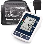 LotFancy Moniteur de pression artérielle, automatique BP Cuff (8,6-14,2) Kit de machine, jauge numérique du bras, appareil d'essai précis, maison portable BP Compteur - 120 Sets Mémoire, Grande LCD Affichage, M Cuff