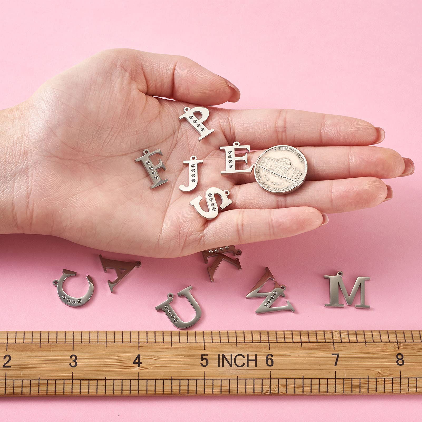 Amazon.com: Cheriswelry 26pcs 304 Stainless Steel Letter Pendants Alphabet  Rhinestone Dangle Charms Initial A~Z Plated Dangle Charms Capital Linker  for DIY Name Earring Necklace Jewelry Making, 11-19x8-22mm