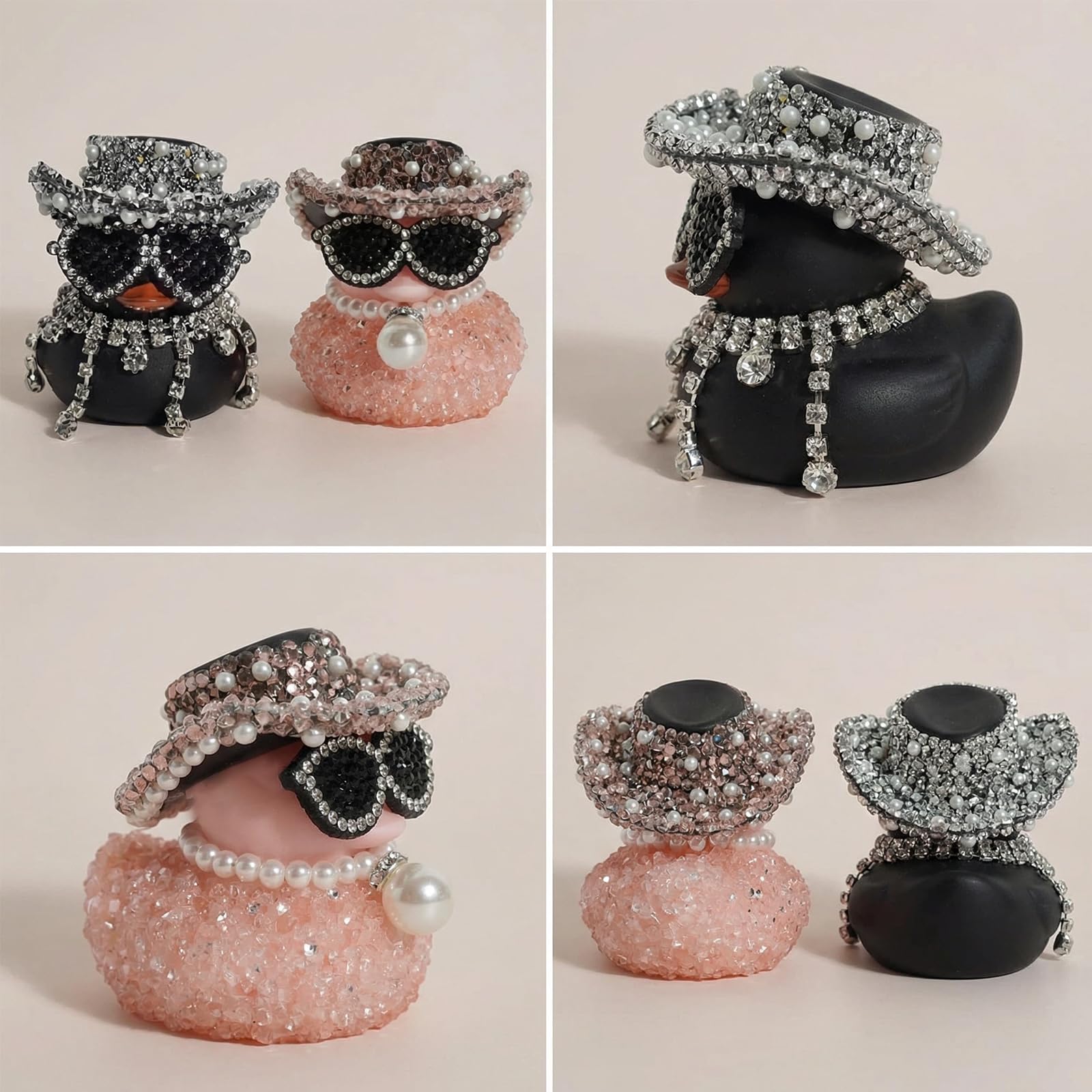 Pink Diamond Paperella di Gomma a Forma Diamante Decorazioni Cruscotto Auto con Cappello da Cowboy Occhiali da Sole
