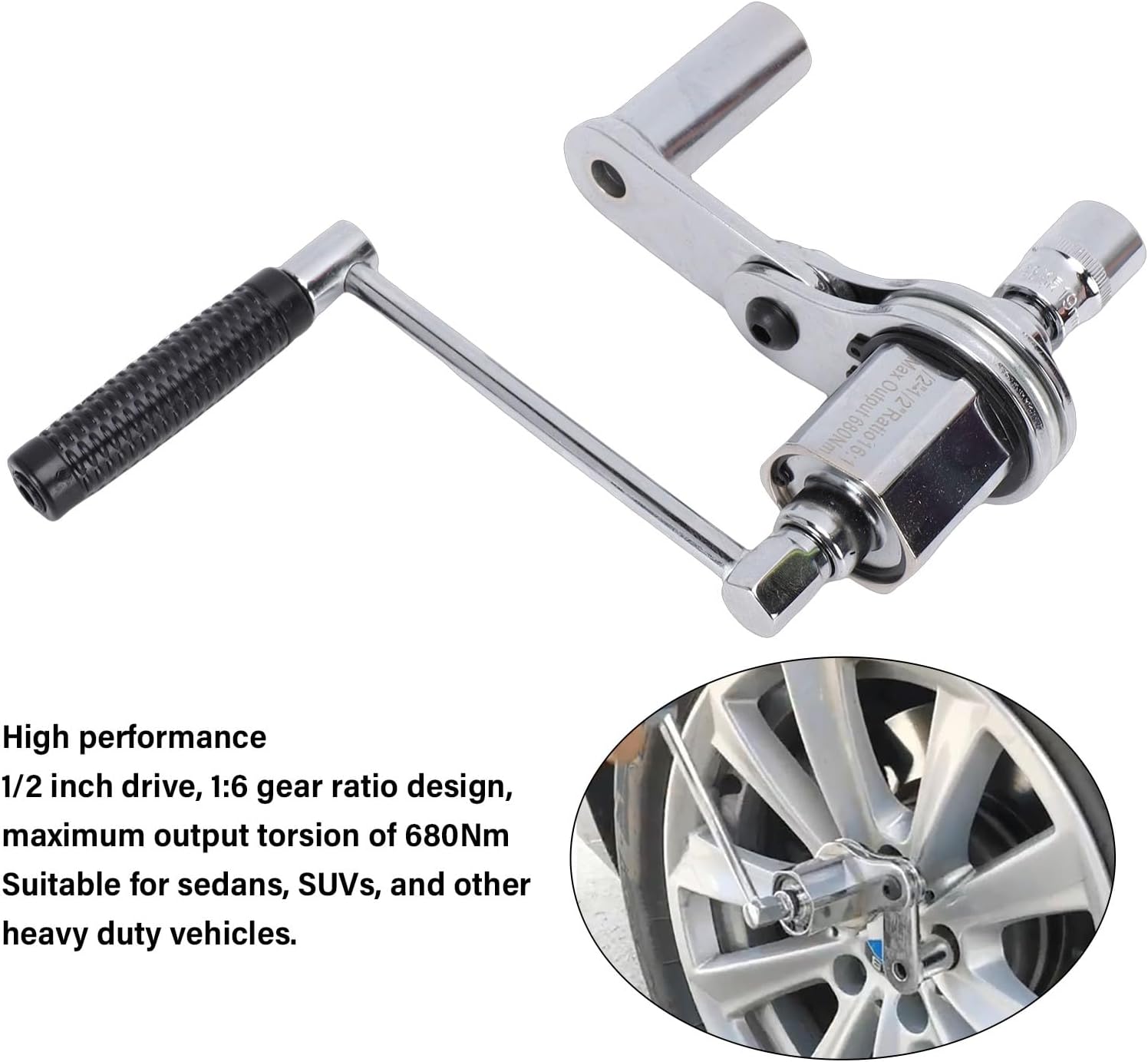 Torsion Multiplier Wrench Set, 1/2 Inch Drive Lug Nut Remover, Heavy Duty Wrench with 17mm 19mm 21mm Sockets, Ideal for Cars, SUVs & Heavy Duty Vehicles