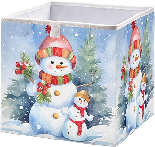 Miniatura 1 de Christmas Snowman Tree Winter Cube Storage Bin Fabric Storage Cubes Foldable Storage Box Large Closet Organizers Baskets Containers for Shelves Home