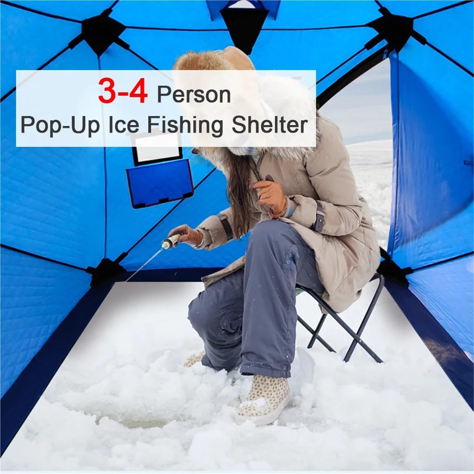 Tente de pêche d'hiver Facile à Installer, abri Portable sur Glace, équipement imperméable et Coupe-Vent pour Pique-Nique RandonnéE PêChe
