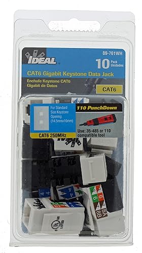 Miniatura 13 de IDEAL Electrical 89-761WH CAT6 Keystone Modular Jacks, blanco, 10 conectores modulares para conductores CAT6 22-24 AWG