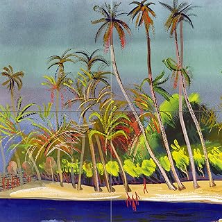 Tile Mural The Blue Bay Brazil by Boris Grigoriev Palm Trees sea Ocean Beach Kitchen Bathroom Shower Wall Backsplash Splashback 2x2 6" Ceramic, Matte